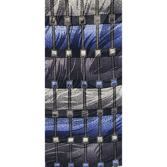 Blue Geometric Silk Tie Set Lot of 3 – Harvé Benard, Stafford, Polifroni Milano - Picture 9 of 16